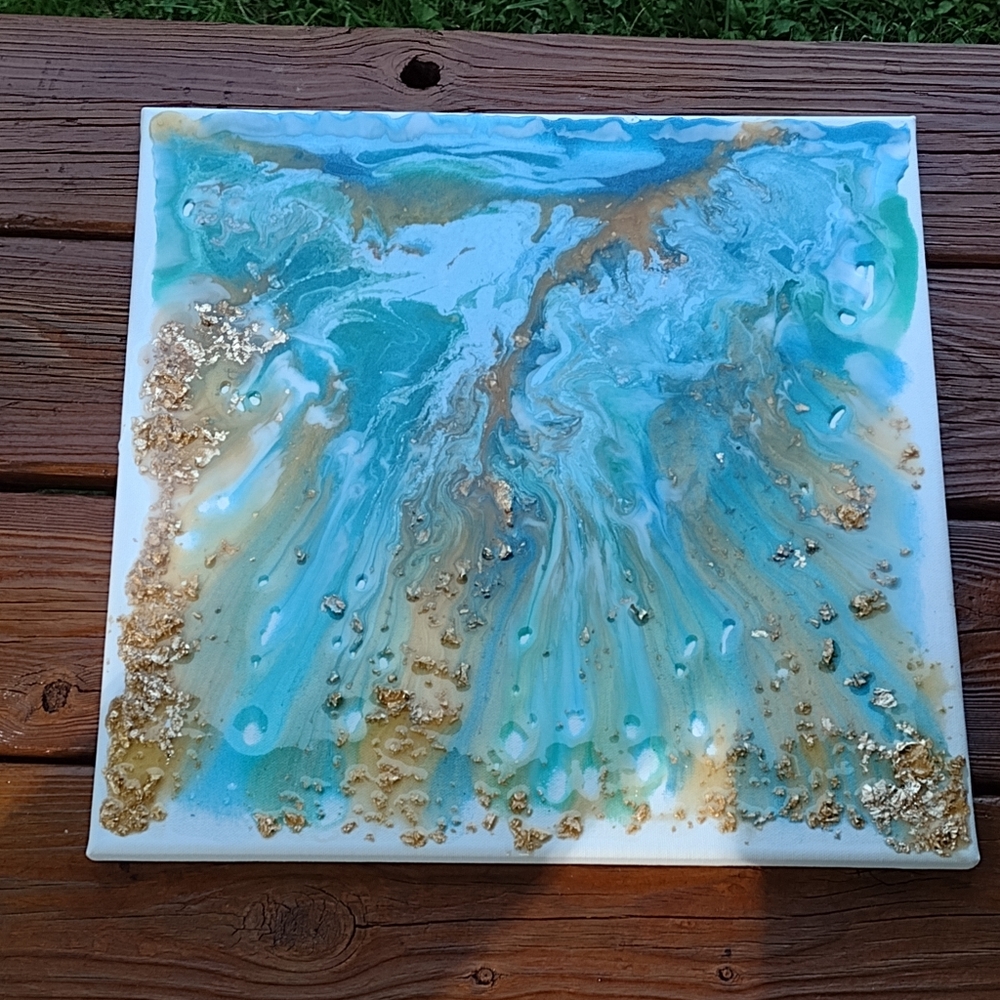 FLOWING IN GOLD ORIGINAL WALL ART - Picture 2 of 2
